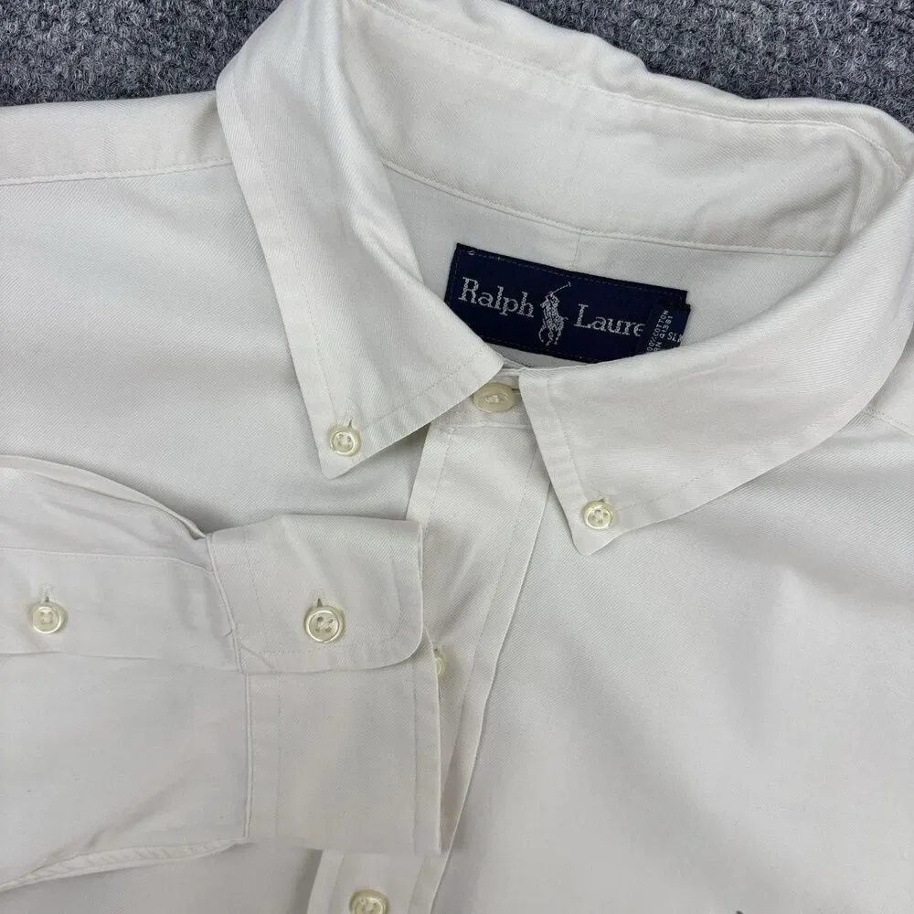Polo Ralph Lauren Men's M White Long Sleeve Button Down Shirt Pony Logo